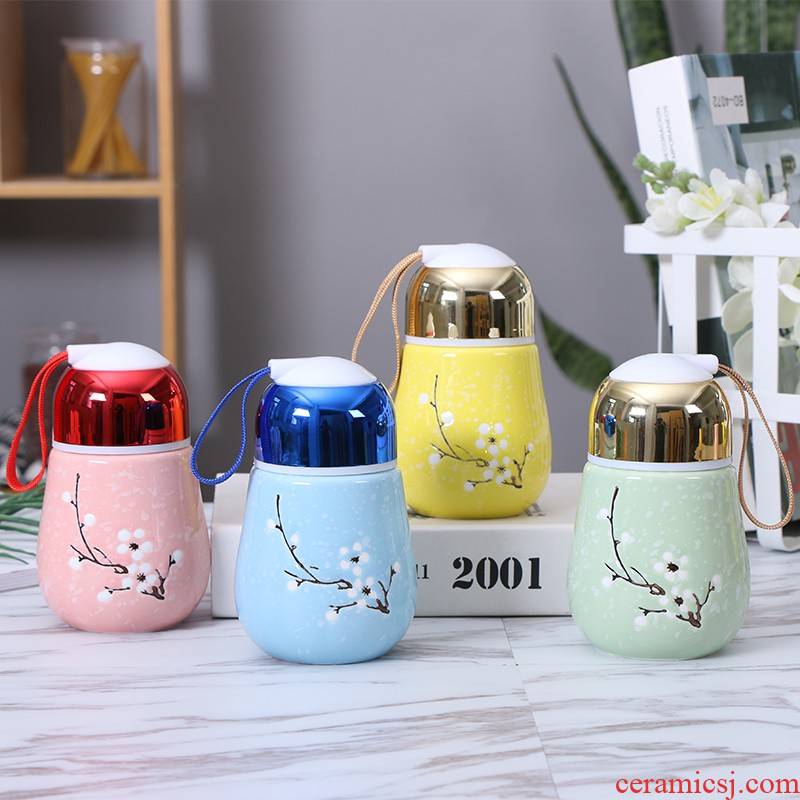 Notice the light bulbs glass 】 【 portable creative ceramic cup with students ultimately responds cup express keller cup with cover