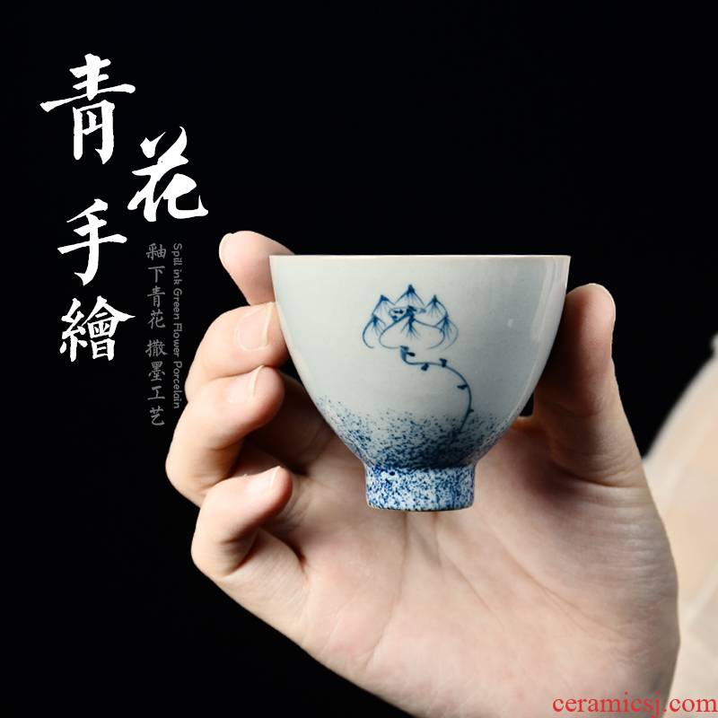 Public remit sample tea cup, small cup of blue and white porcelain of jingdezhen ceramic hand - made kung fu personal cup master single cup of tea