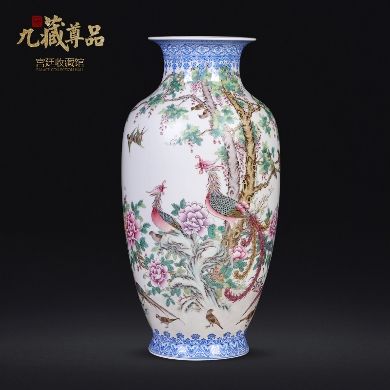 Jingdezhen ceramics hand - made birds pay homage to the king the vase Chinese sitting room porch TV flower arranging decoration as furnishing articles
