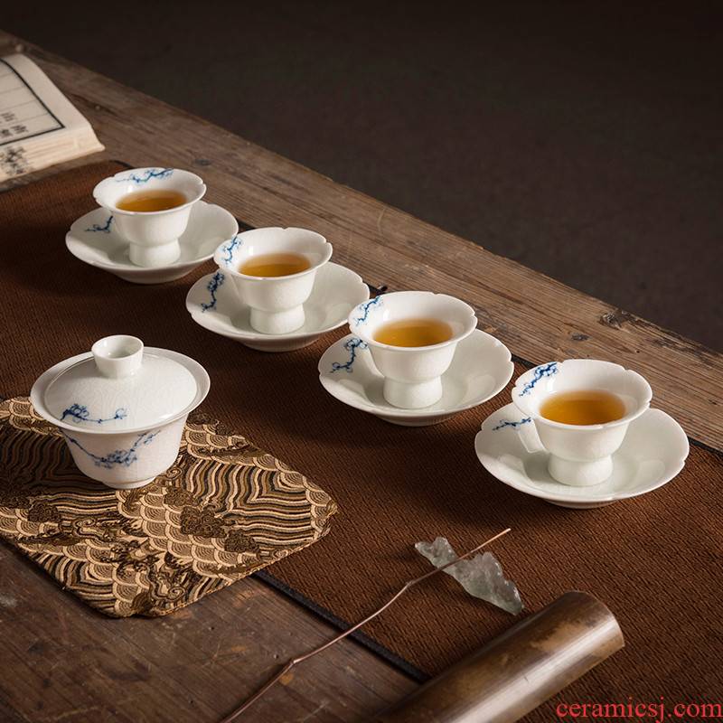 Good thing left up hand - made name plum kung fu tea cups suit household contracted crackle jingdezhen sample tea cup