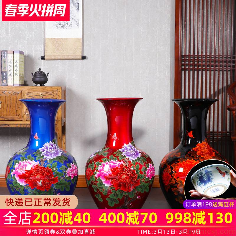 Jingdezhen of large vases, ceramic furnishing articles extra large sitting room of Chinese style household flower arranging hotel manual ornament
