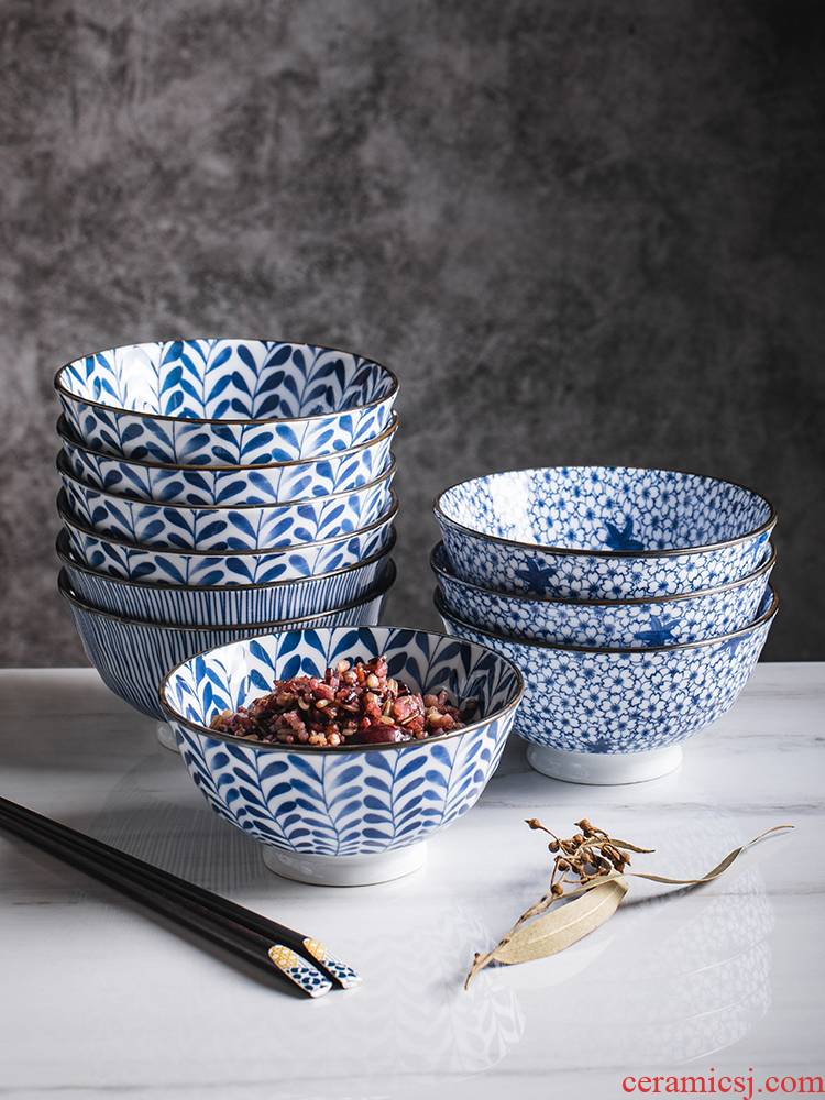 Creative thread series 10 bowl combine home eat rice bowl porringer of jingdezhen ceramic tableware suit type