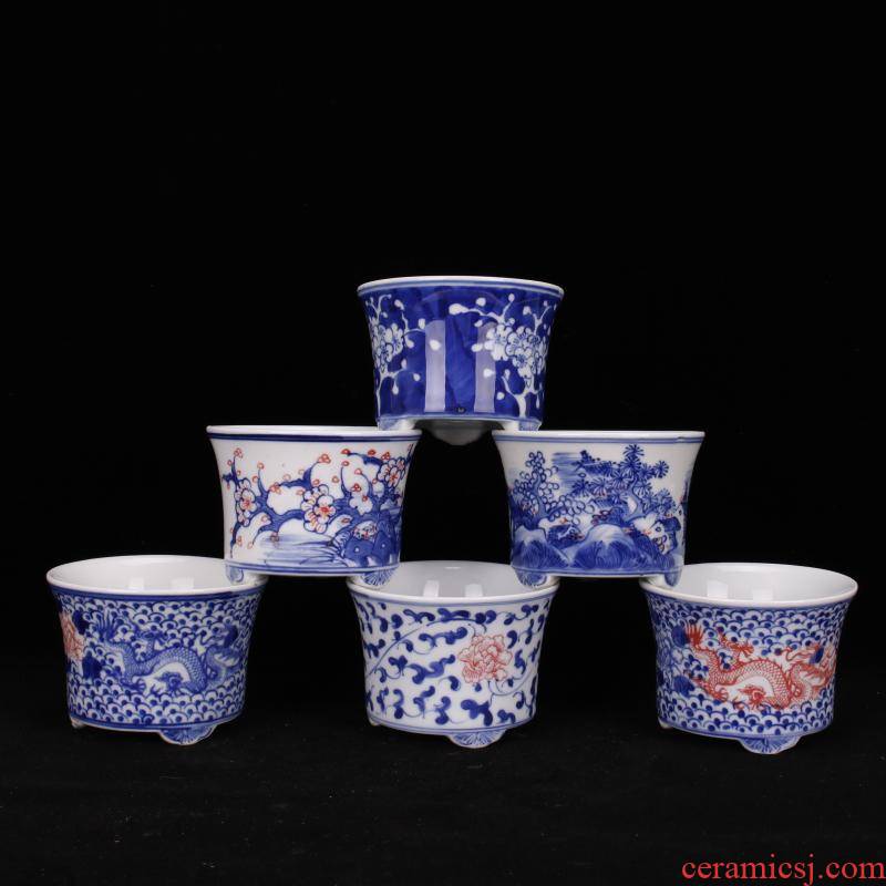 Jingdezhen porcelain three small fleshy plant flower pot art ceramic flower pot adornment cabinet office desk