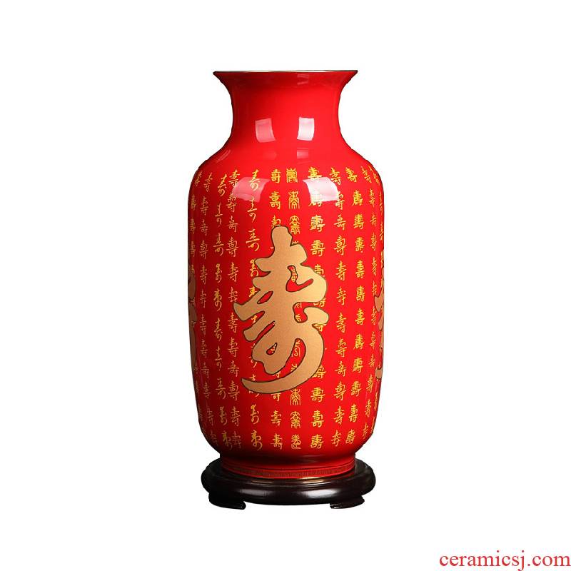 Hunan liling general red porcelain vases bottles of the life of decorative home furnishing articles elder birthday gift ceramics