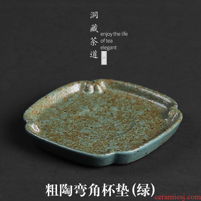 Chinese style restoring ancient ways in building ceramic cup mat zen tea coarse pottery cup insulation kung fu tea set sample tea cup