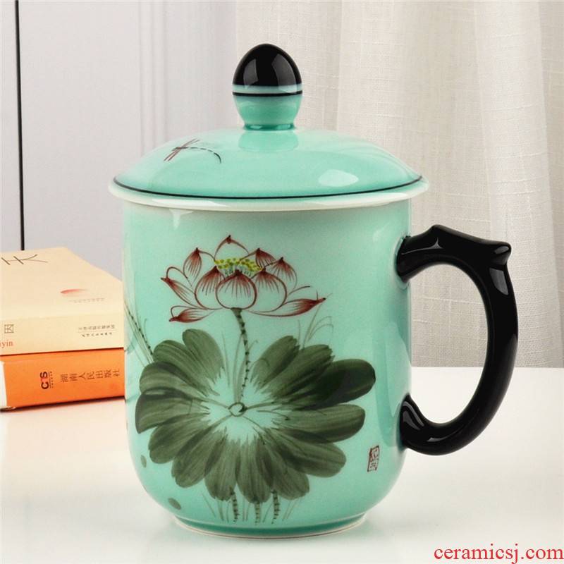 Jingdezhen ceramic keller cup celadon boss office cup and cup tea cups with cover with the mugs