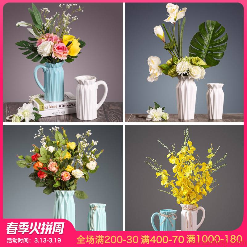 I and contracted simulation flower flower vase continental table sitting room adornment furnishing articles creative ceramic arts and crafts