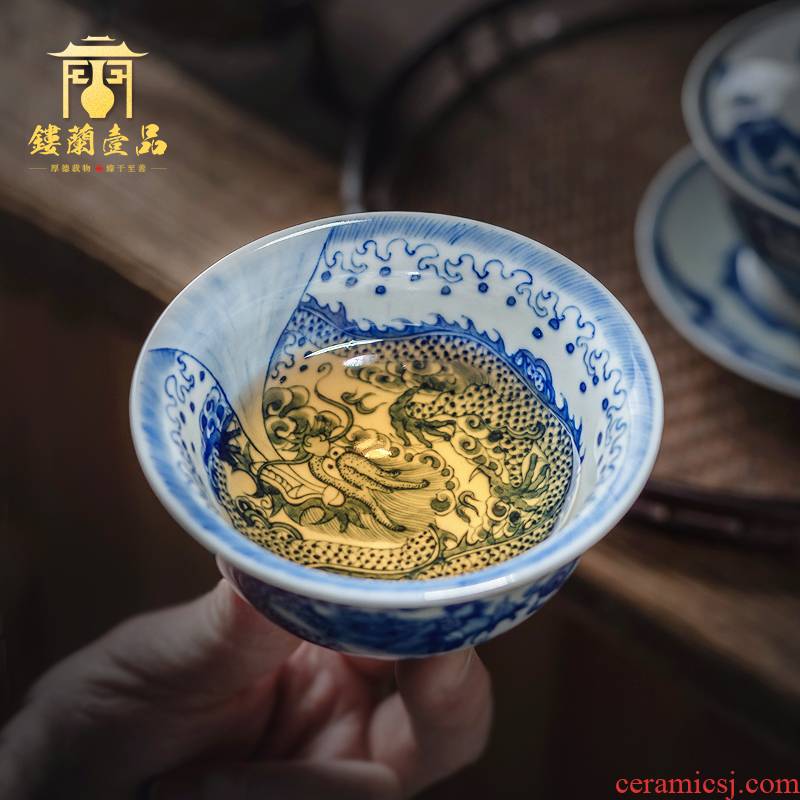 All hand - made porcelain of jingdezhen ceramics maintain dragon playing bead master cup tea cup large single cup sample tea cup