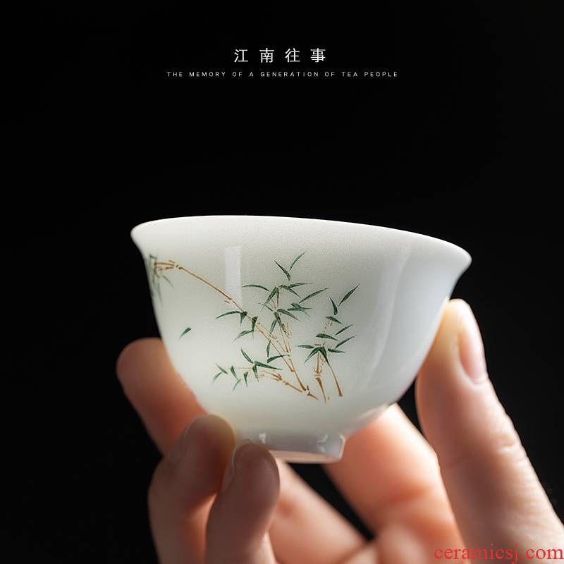Jiangnan kung fu noggin past innocence koubei ceramic white porcelain of a single small tea cups, sample tea cup bowl