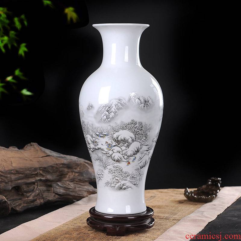 Jingdezhen ceramic large vases, modern fashionable living room the hotel villa TV ark place white flower vase