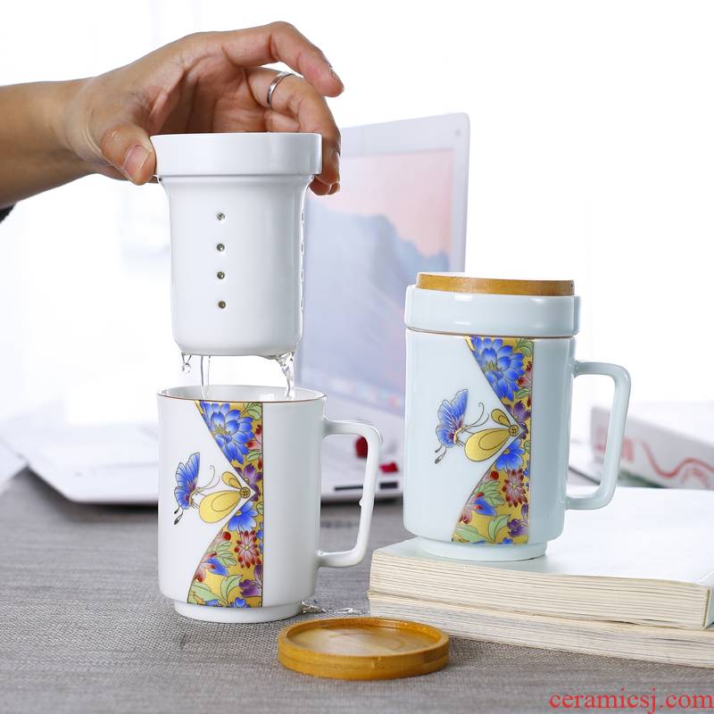Celadon ceramic filter with cover the tea cups to separate the glass tea cup masters cup individual cup simple ideas