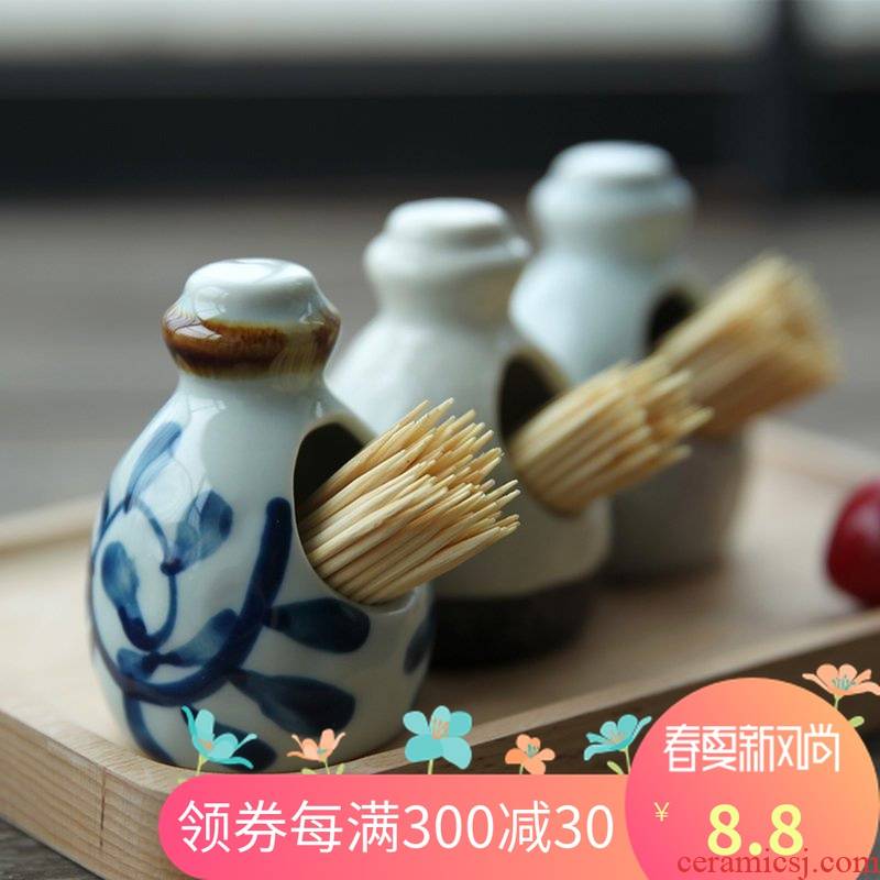 And the four seasons under the glaze color Japanese creative hand - made toothpicks extinguishers ceramic tableware toothpick toothpick box of pepper pot