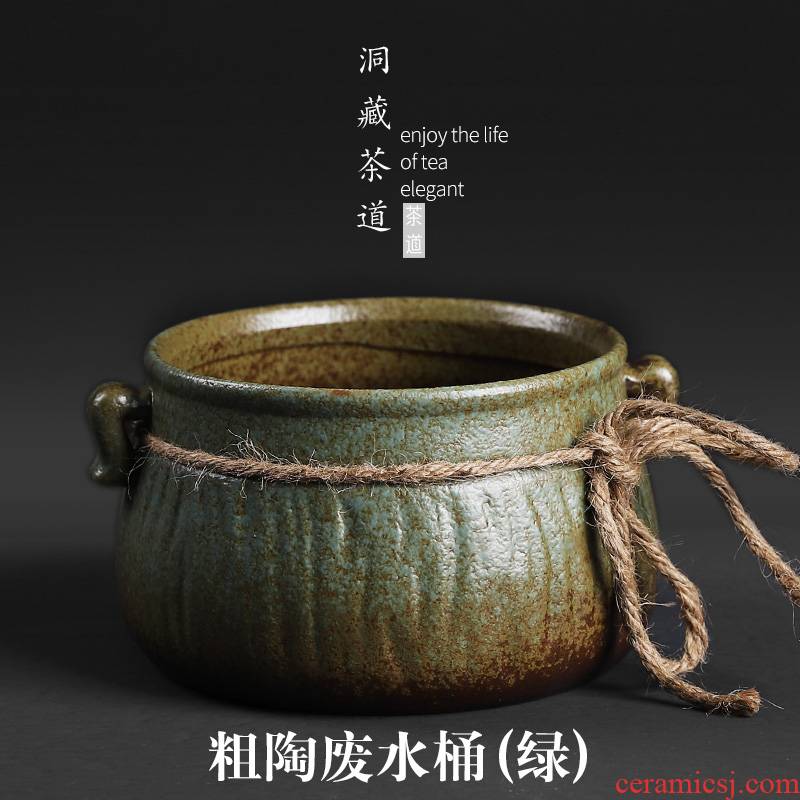 In building ears tea wash to the ceramic to build water wash In hot coarse pottery cylinder up move cup thick TaoJianShui
