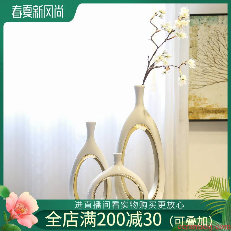 Jingdezhen mesa of new Chinese style originality furnishing articles sitting room club hotel decoration decoration flower flower implement light and decoration ceramics