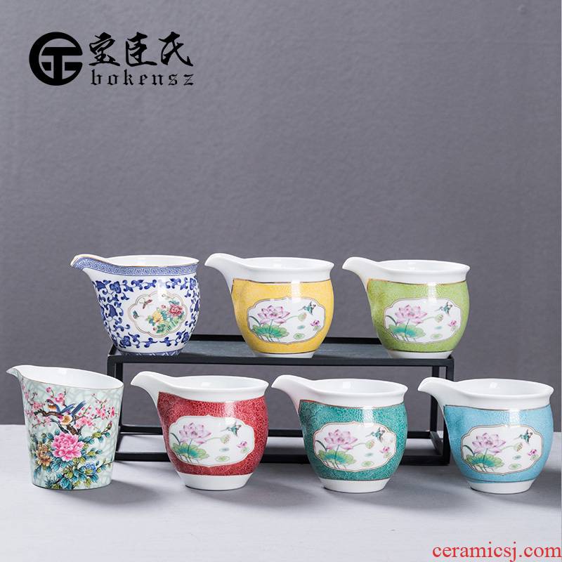 Treasure minister 's fair colored enamel porcelain cup) suit points tea ware cup single kung fu tea set