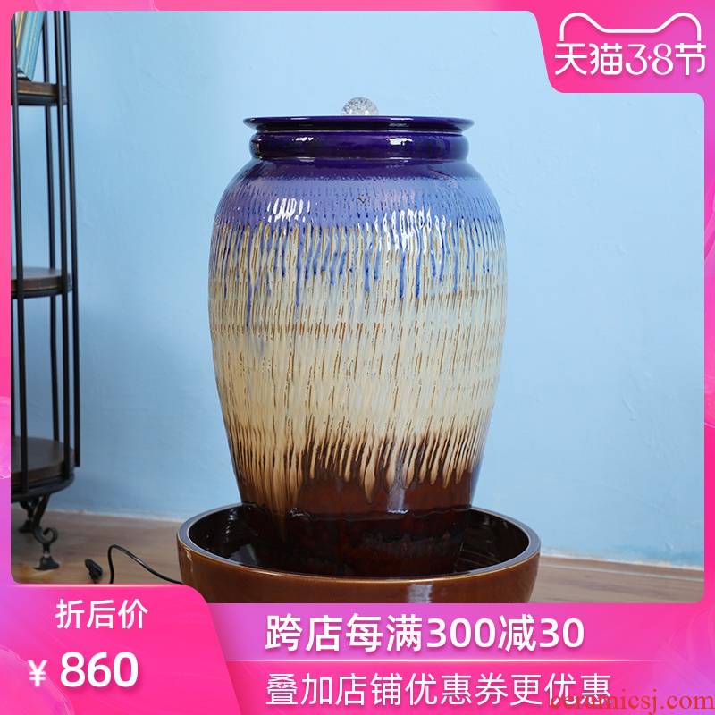 Ou jingdezhen ceramic humidifier hotel courtyard restaurant water landing glazed pottery modern waterscape