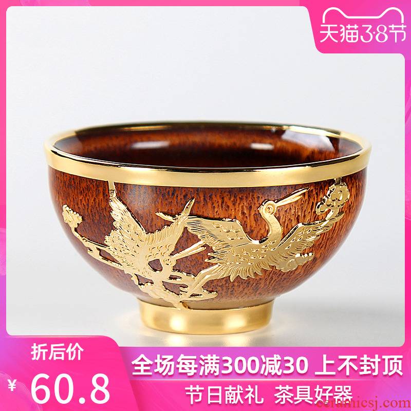 Ceramic tea set variable gold cup bowl individual cup of pure manual sample tea cup cup single cup large single master