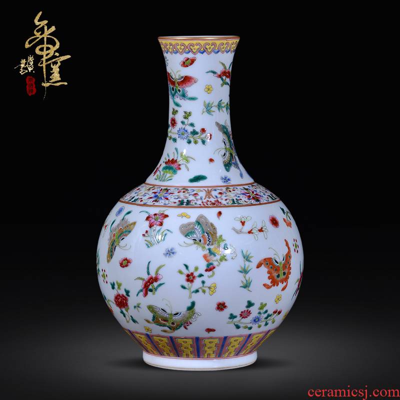 The Qing qianlong hand - made jingdezhen ceramics powder enamel vase best butterfly tattoo new Chinese style living room handicraft decorative furnishing articles