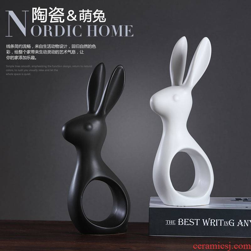 Nordic home wine ark, adornment furnishing articles creative ceramic decoration indoor room, black and white picking sitting room small ornament