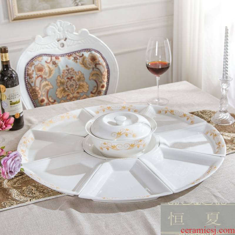 Ceramic platter round red plate combination of creative move network fan home plate tableware dinner suit