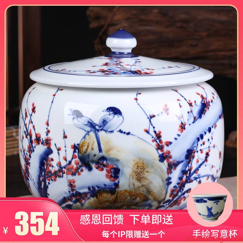 Jingdezhen ceramic bread seven pu 'er tea pot large tea POTS sealed as cans of tea cake tin box