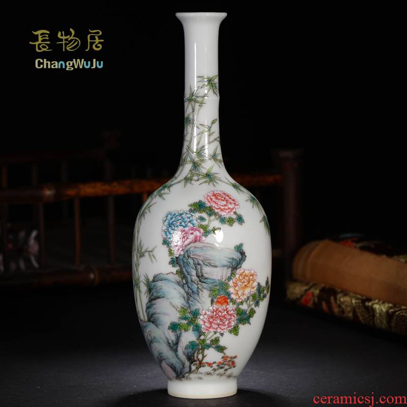 Offered home - cooked checking porcelain in jingdezhen ceramic vase furnishing articles hand - made colored enamel household adornment art