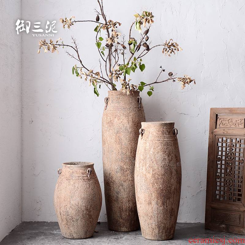 Southeast Asia wind restoring ancient ways furnishing articles big big flower implement flowerpot decorations coarse pottery Mediterranean French vases, pottery