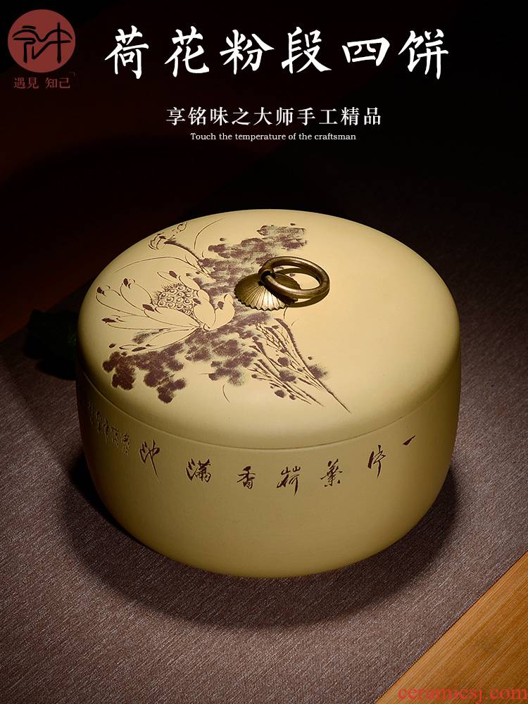 "Famous works" undressed ore in macro violet arenaceous caddy fixings puer tea pot of kung fu tea set manual storage tanks