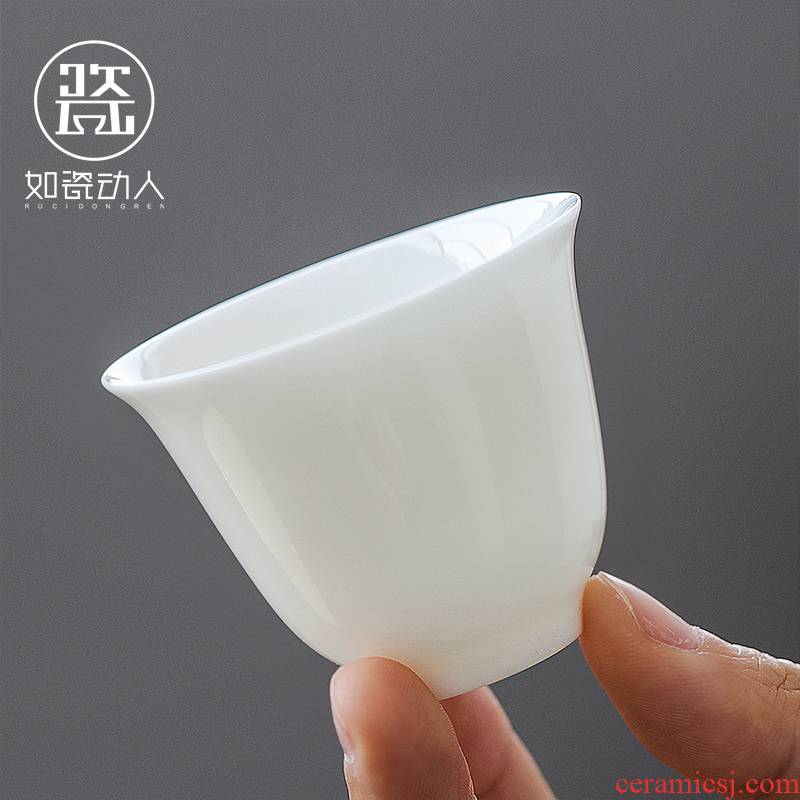 To the as porcelain and moving dehua white porcelain teacup suet jade porcelain kung fu tea tea set thin foetus masters cup, cup sample tea cup