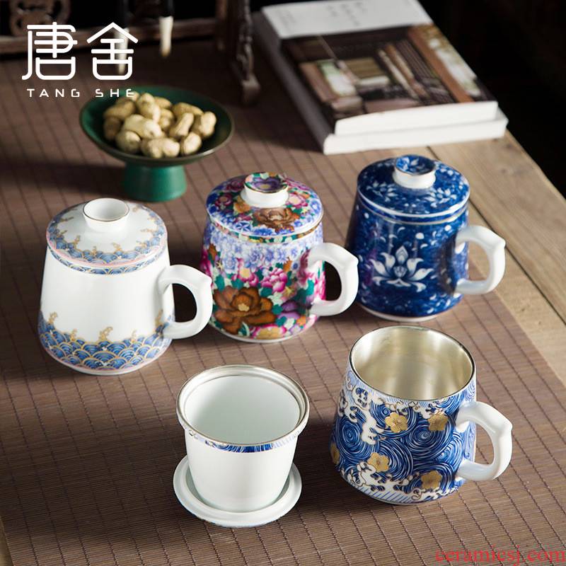 Don difference up silver cup silver colored enamel porcelain cup coppering. As silver personal office tea cups with cover filter of jingdezhen