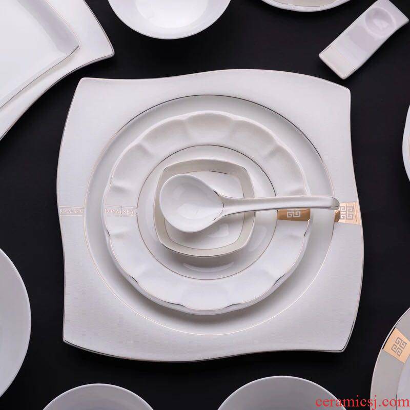 High - grade ipads porcelain bowls plate suit dinner set to use household ceramics from European contracted bowls ipads porcelain plate