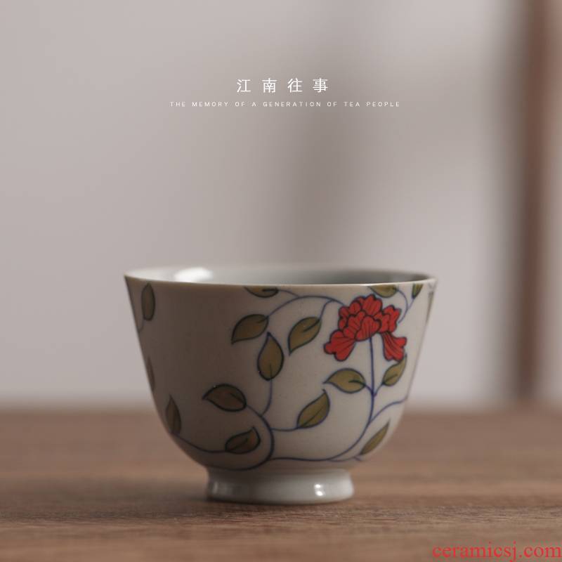 Jiangnan past hand - made jingdezhen ceramic cups kung fu tea set full color sample tea cup single cup tea tea cup