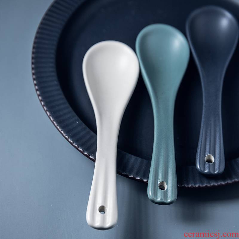 TaoDian creative northern wind ceramic spoon contracted porridge spoon to eat spoon household ultimately responds soup spoon