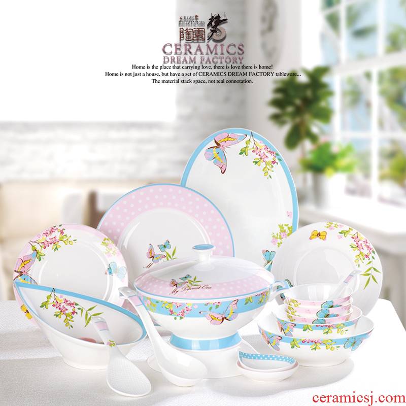 High - grade ipads China tableware suit dishes dishes household of Chinese style express picking gifts ceramic dishes in combined packages