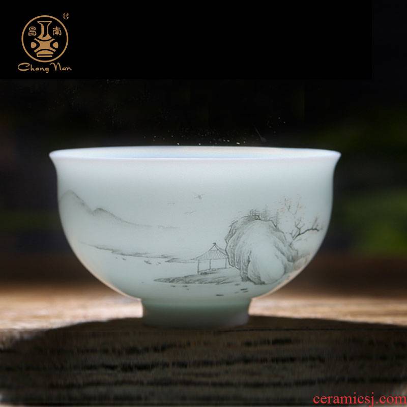 Chang nan kung fu tea cups of jingdezhen ceramic hand - made single cup cup a character large master sample tea cup bowl