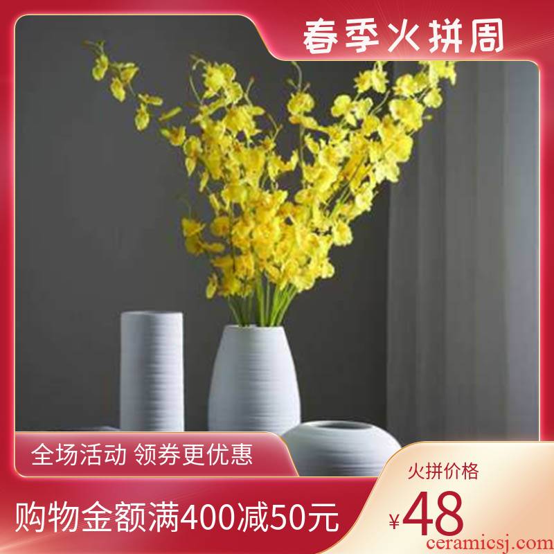Jingdezhen ceramics art three - piece white vase Europe type dry flower is placed in the sitting room household ornaments