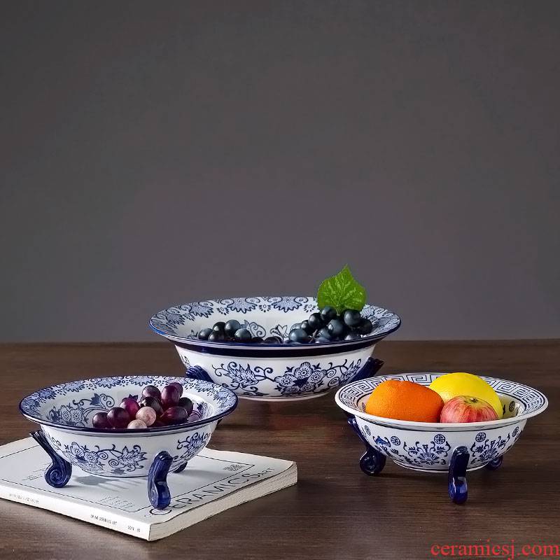 Jingdezhen ceramic fruit bowl ou shi to disc home tea table decorations office of snack plate furnishing articles