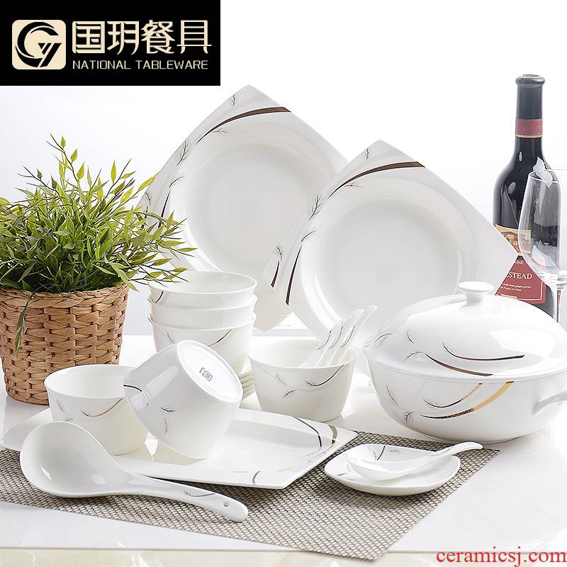 Tangshan 16 head dishes suit household ipads porcelain tableware suit to use of the composite ceramic bowl chopsticks dishes home plate
