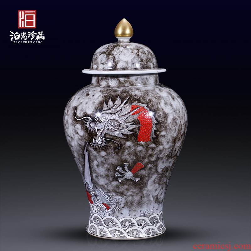 Jingdezhen ceramics powder enamel dragon general tank storage tank large vases, flower arrangement home sitting room adornment is placed