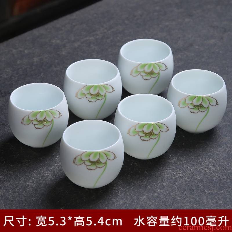 Up with inferior smooth fat white suit ceramic kung fu tea set single cup lid bowl of a complete set of household white porcelain sample tea cup