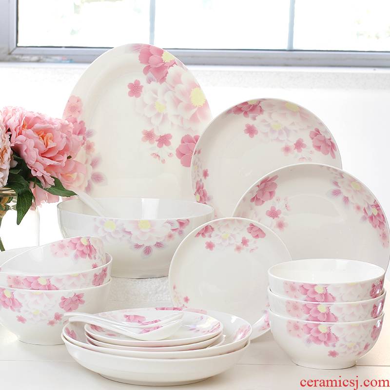 North house, ceramic tableware suit household ceramics romantic life suit dish bowl chopsticks combination of four families