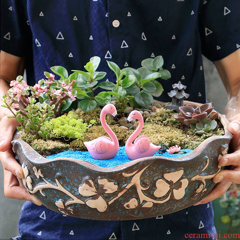 The Fleshy flower POTS, large diameter special offer a clearance package mail oversized contracted creative flowerpot ceramic large platter move