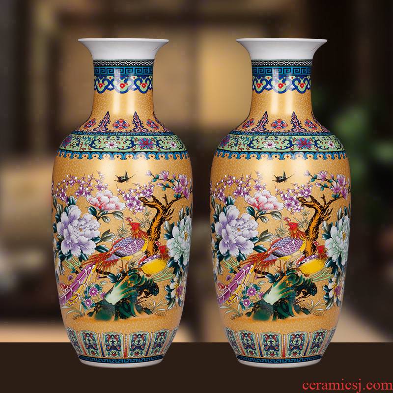 Jingdezhen pastel large vases, pottery and porcelain of modern fashionable sitting room ground flower European household adornment furnishing articles