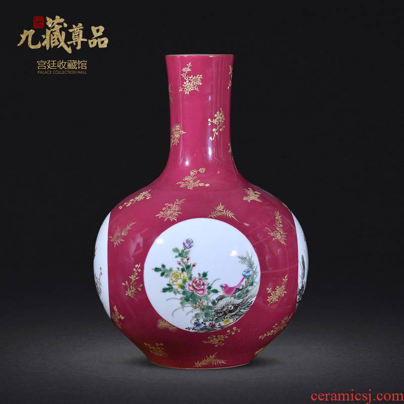 Jingdezhen ceramics the qing qianlong red see hand - made powder enamel vase in the living room to the home furnishing articles