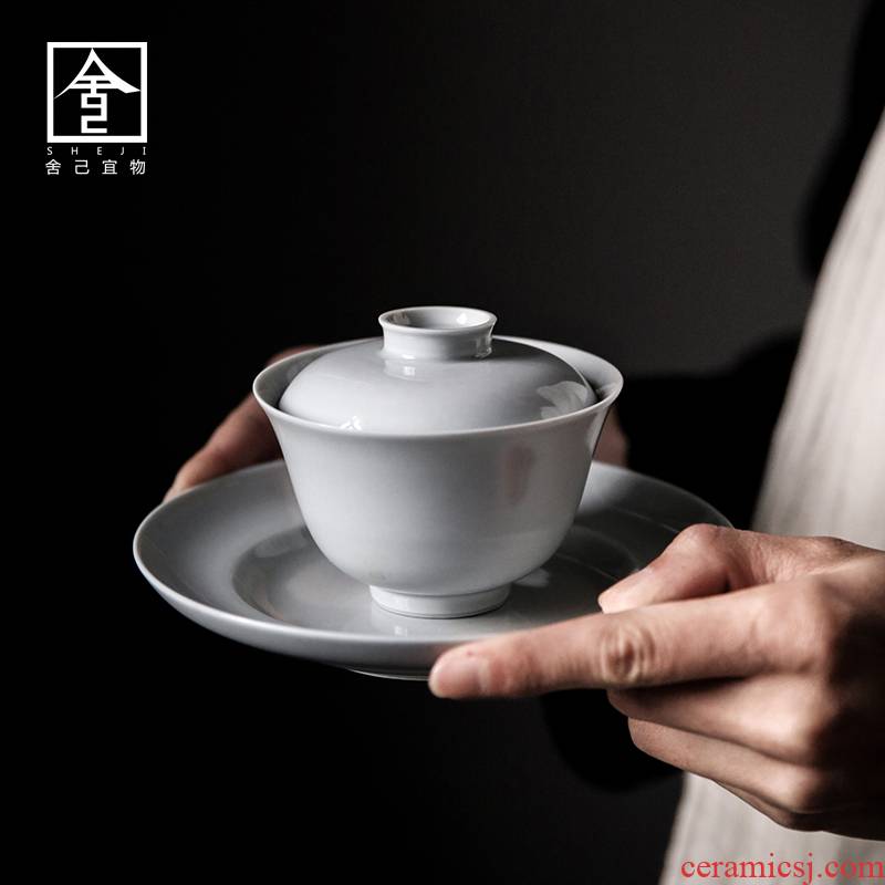 The Self - "appropriate content of jingdezhen large white porcelain tureen Japanese only three cups of kung fu household pure manual thin tire bowl