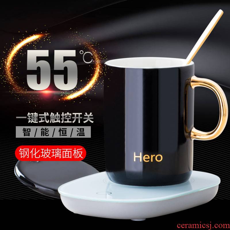 Creative warm keller 55 degrees thermostatic cup mat couples ceramic cups of milk for breakfast coffee cup heating cup