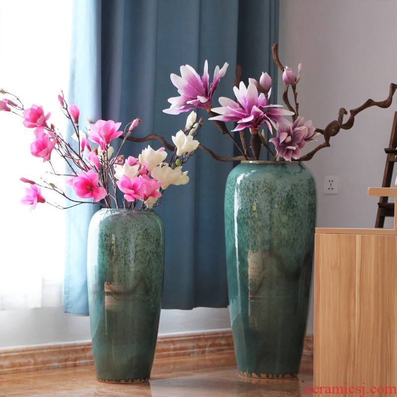 Dried flower color glaze up ceramic sitting room ground vase vase modern hotel flower arranging large vases, furnishing articles