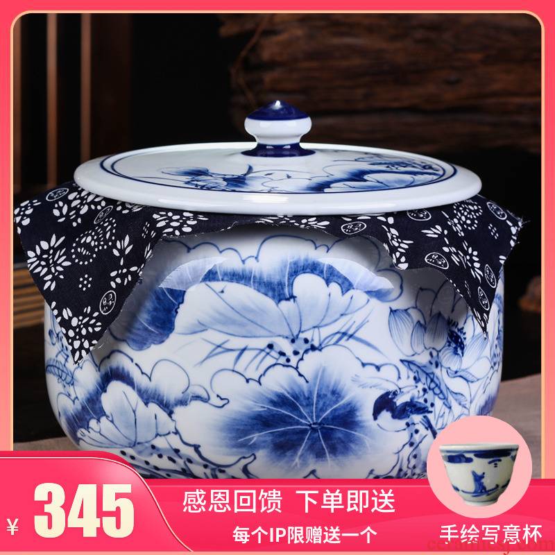 Jingdezhen ceramics pu large tea packaging household caddy fixings retro seven loaves celadon sealed as cans