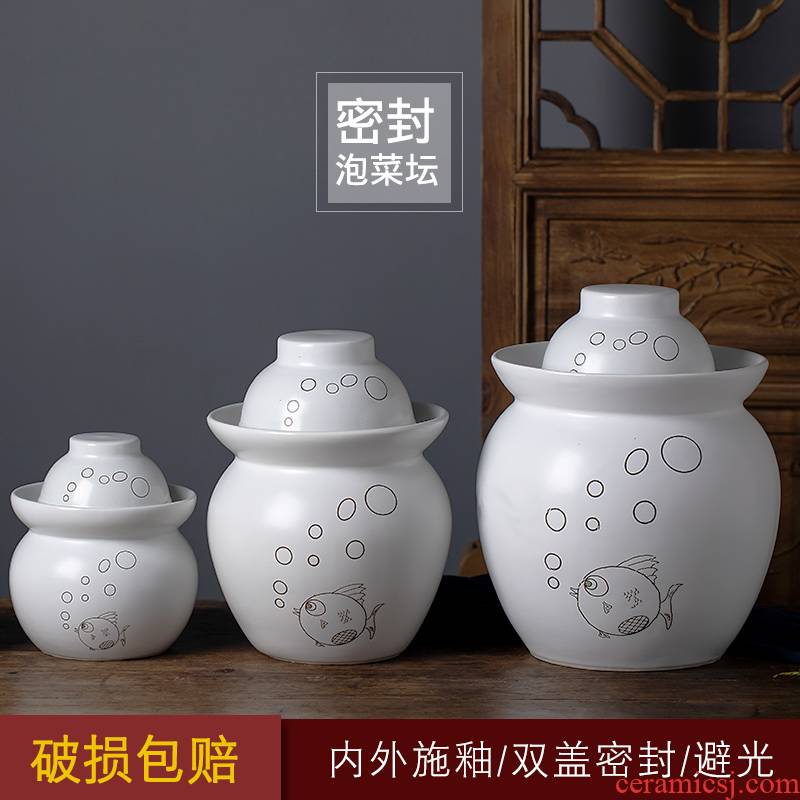 Jingdezhen ceramic pickles altar sichuan pickle jar thickening lead - free seal round family pickles cylinder storage tank