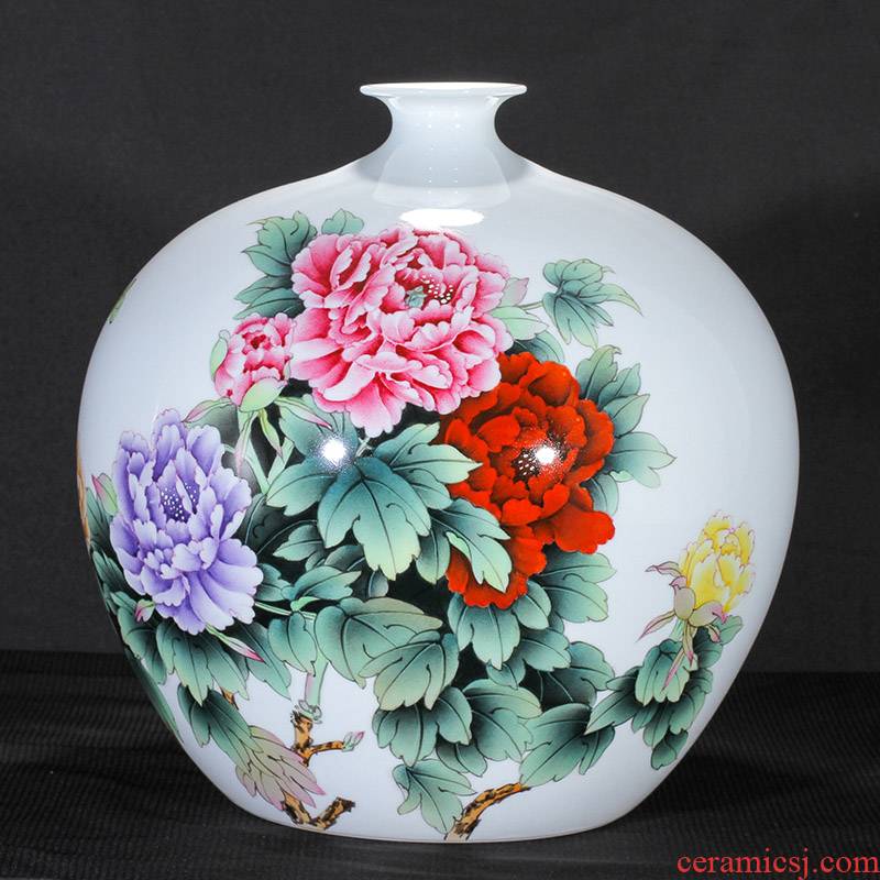Famous jingdezhen hand - made vase peony figure sitting room TV ark, flower arranging rich ancient frame furnishing articles furnishing articles ceramics
